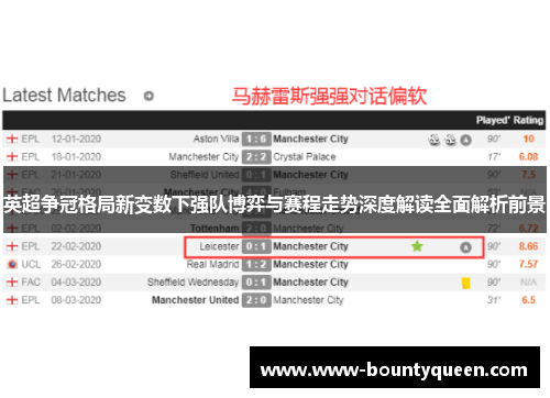 英超争冠格局新变数下强队博弈与赛程走势深度解读全面解析前景 英超争冠格局新变数下强队博弈与赛程走势深度解读全面解析前景